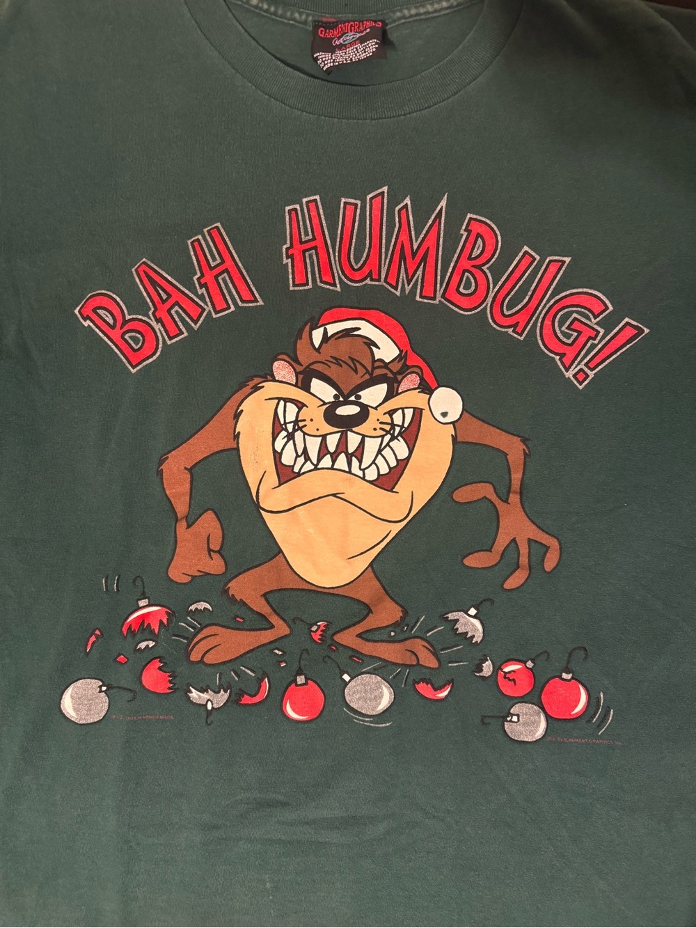 Green Looney Tunes Taz 'Bah Humbug!' Short Sleeve Tee